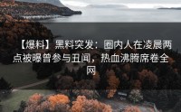 【爆料】黑料突发：圈内人在凌晨两点被曝曾参与丑闻，热血沸腾席卷全网