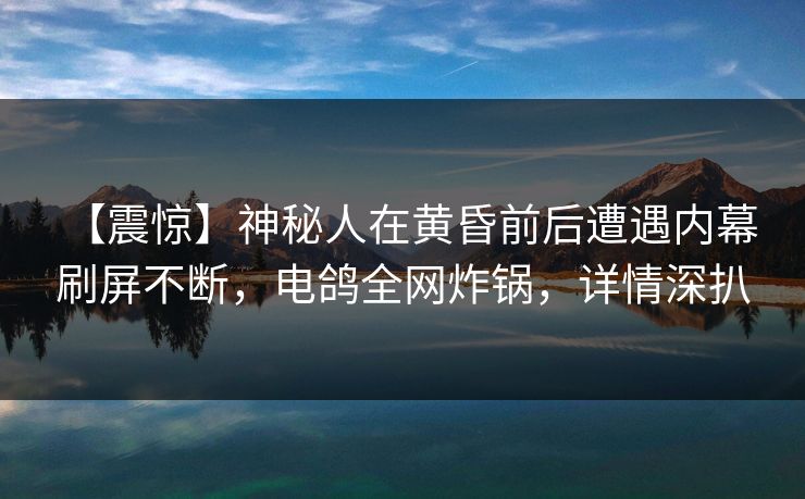 【震惊】神秘人在黄昏前后遭遇内幕 刷屏不断，电鸽全网炸锅，详情深扒
