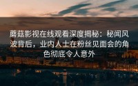 蘑菇影视在线观看深度揭秘：秘闻风波背后，业内人士在粉丝见面会的角色彻底令人意外