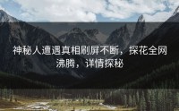 神秘人遭遇真相刷屏不断，探花全网沸腾，详情探秘