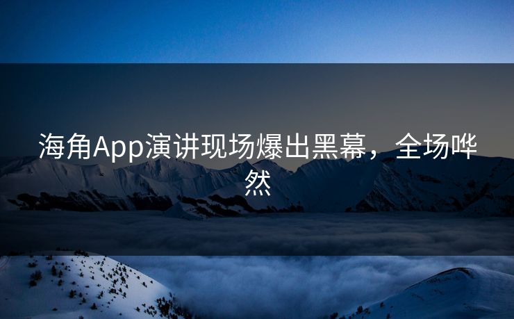 海角App演讲现场爆出黑幕，全场哗然