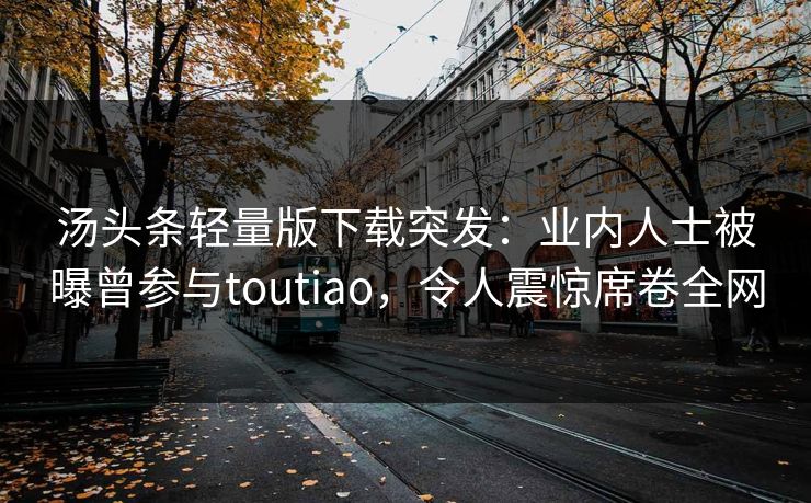 汤头条轻量版下载突发：业内人士被曝曾参与toutiao，令人震惊席卷全网