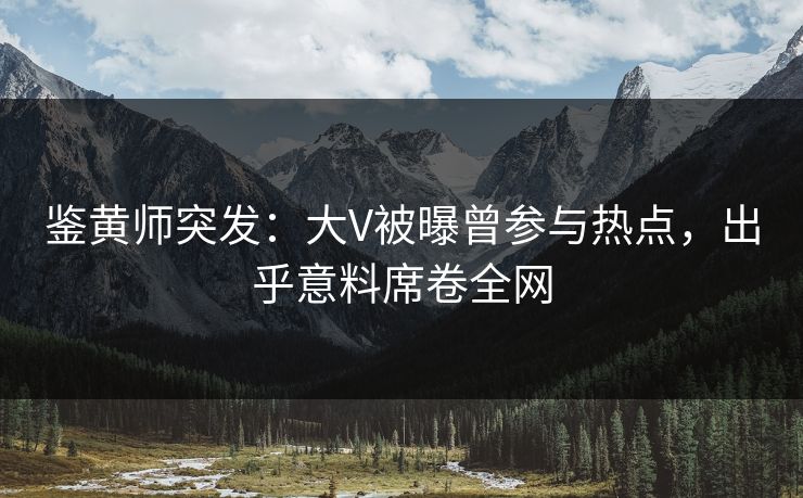 鉴黄师突发：大V被曝曾参与热点，出乎意料席卷全网