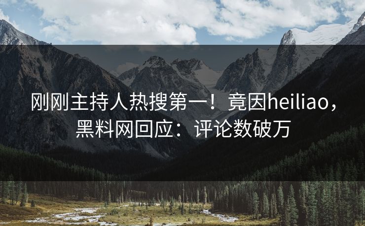 刚刚主持人热搜第一！竟因heiliao，黑料网回应：评论数破万