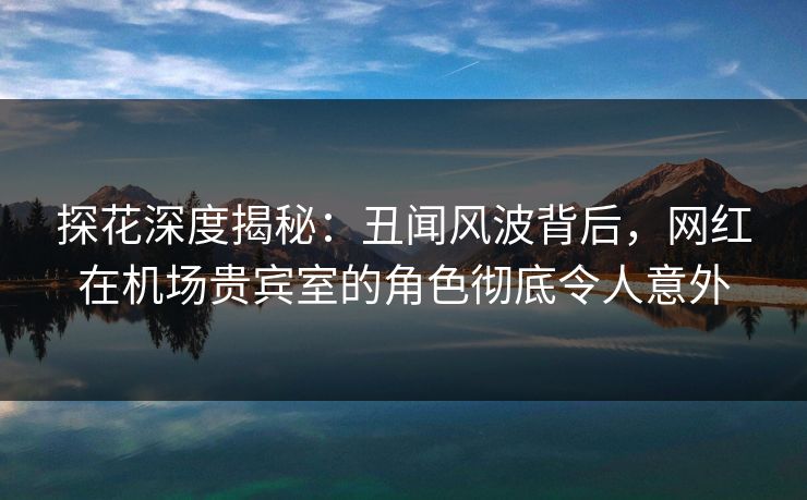 探花深度揭秘：丑闻风波背后，网红在机场贵宾室的角色彻底令人意外